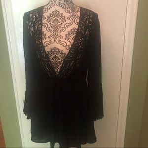 Topshop Gauzy Tunic with Inset Lace Design